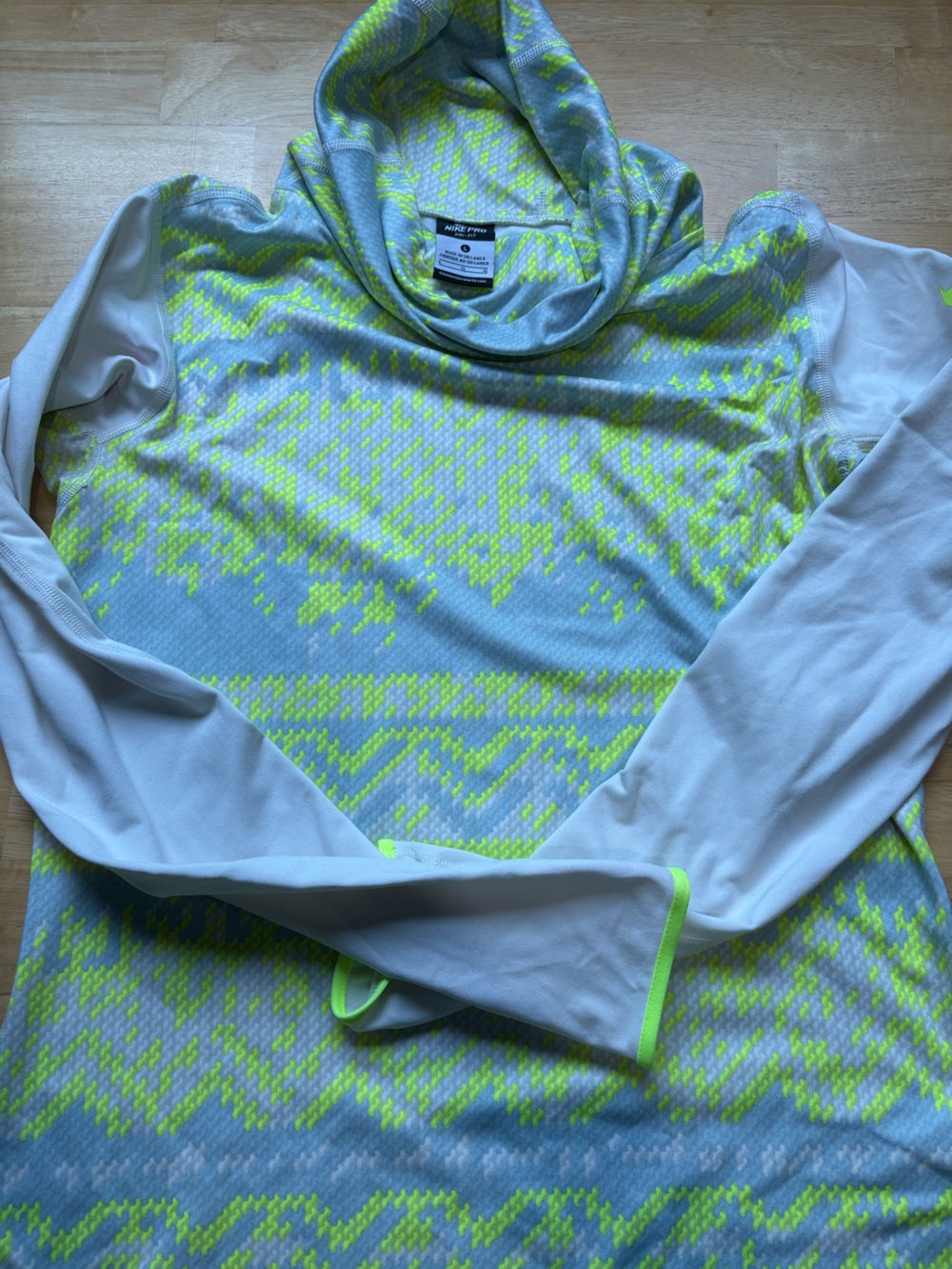 Nike Neon Yellow and Light Blue Long Sleeve Tee